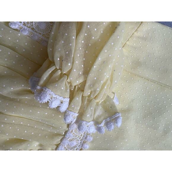 Vintage Sylvia Ann Yellow Swiss Dot Maxi Dress - Picture 8 of 15